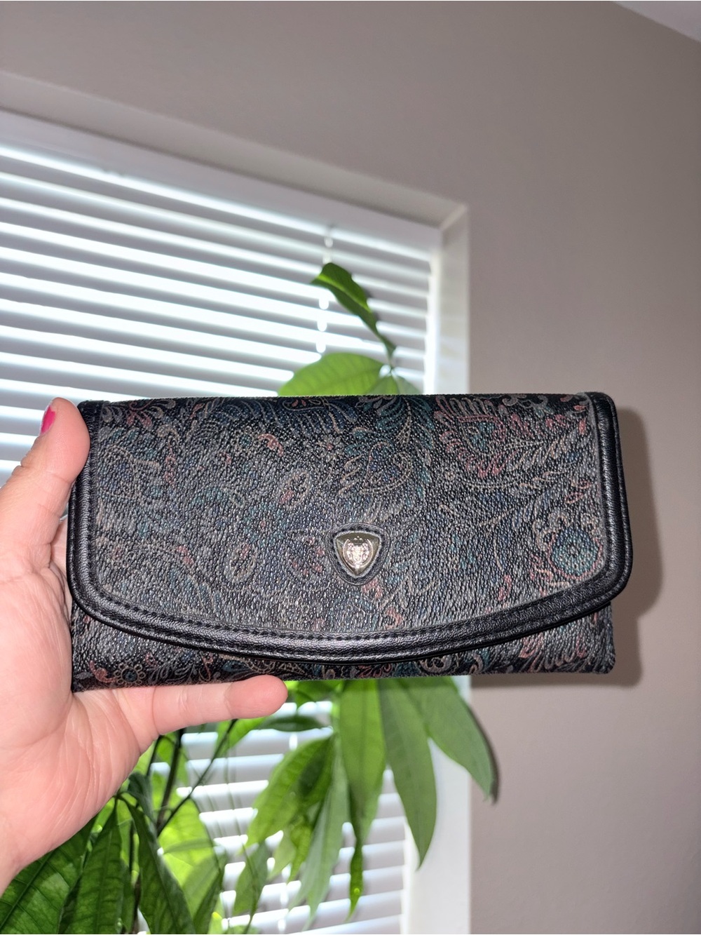 Vintage Liz Claiborne  Paisley Wallet Clutch - Elegant Fold-Over Design